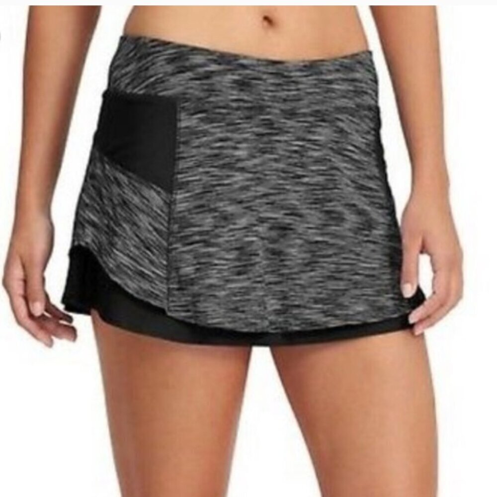 Athleta Bustle Skort Skirt in Black/Gray Womens Size Large